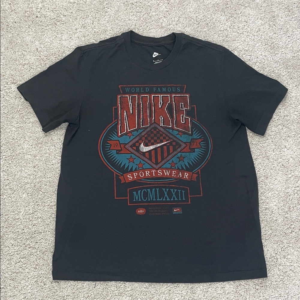 Nike Black and Red Graphic Tee for Men